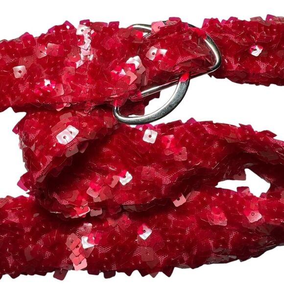 Eloquii size 24 plus size shorts belted vibrant red sequins. - Picture 7 of 10